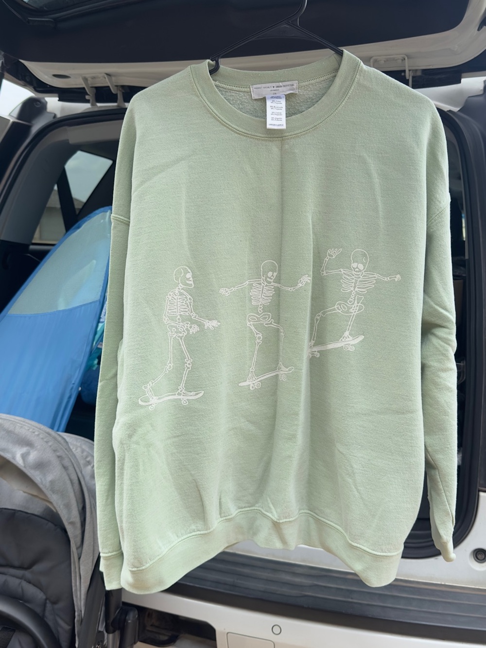 Urban outfitters Light Green Skeleton Skate Crewneck Sweatshirt